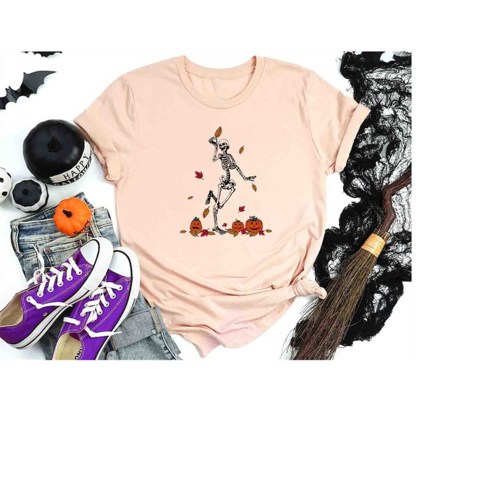 Halloween Skeleton Shirt, Pumpkin Shirt, Fall Shirt, Halloween Party Shirt, Halloween Costume, Halloween Matching Shirts.jpg