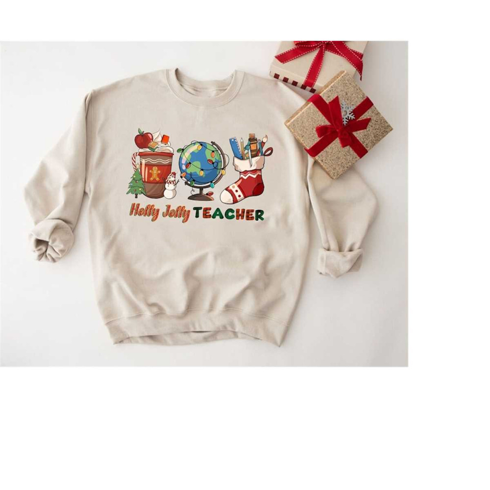 Holly Jolly Teacher Christmas Sweatshirt, Holiday Class Party Sweatshirt, Teacher Christmas Shirt, Merry Xmas Teacher, X.jpg