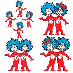 thing 1 and thing 2 dr seuss thing 1 and thing 2 digital svg png