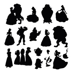 buy 2 get 1 free digital clipart silhouettes beauty and the beast