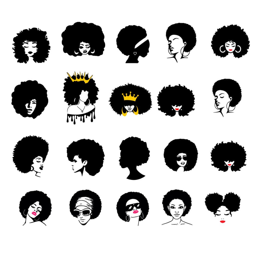 Afro Woman Bundle Svg, Afro Woman Vector, Afro Woman Silhouette, Afro Oman Birthday.jpg