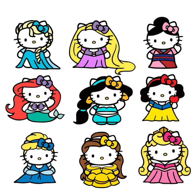 Hello Kitty Disney Princess Bundle Svg, Hello Kitty Svg, Bundle Disney Princess Svg.jpg