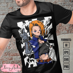 premium android 18 dragon ball anime vector t-shirt design template 2