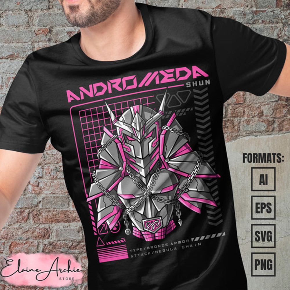 Premium Andromeda Mecha Saint Seiya Anime Vector T-shirt Design Template 1.jpg