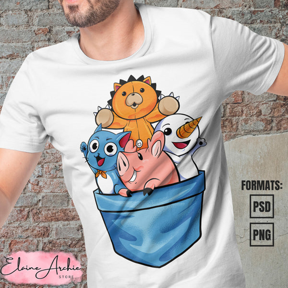 Premium Anime Pets Vector T-shirt Design Template #2.jpg