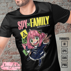 premium anya forger spy x family anime vector t-shirt design template 2