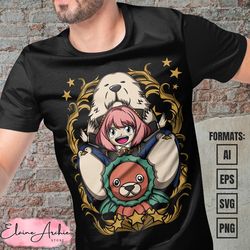 premium anya forger spy x family anime vector t-shirt design template 4