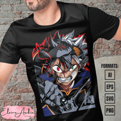 premium asta black clover anime vector t-shirt design template 3