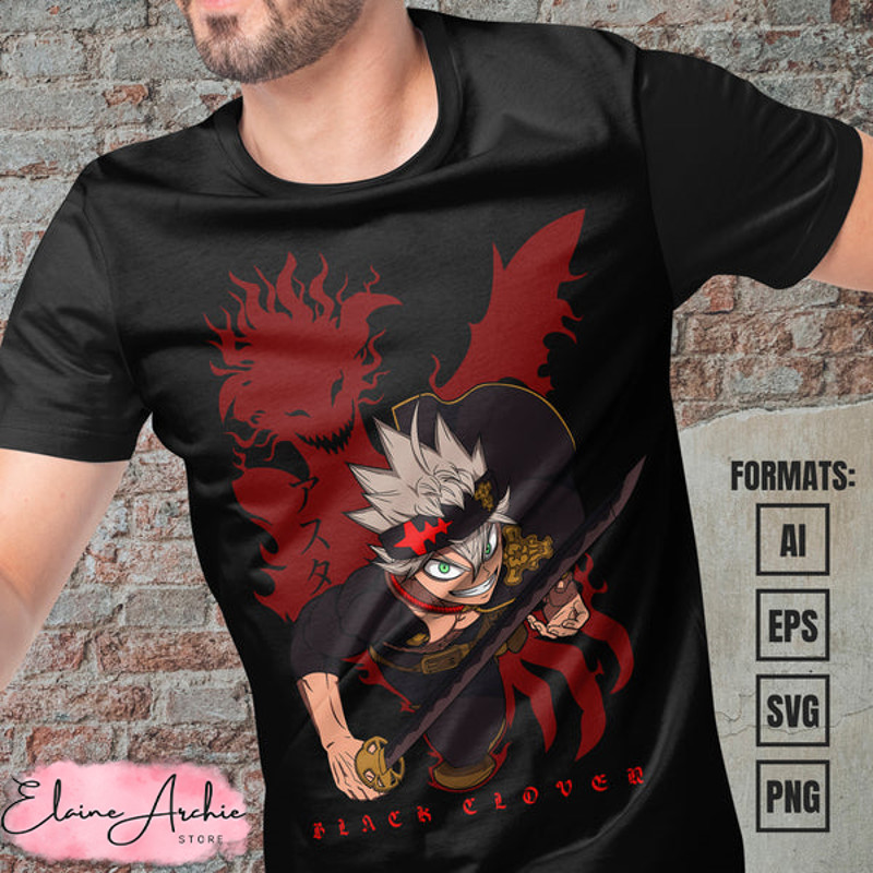 Premium Asta Black Clover Anime Vector T-shirt Design Template.jpg