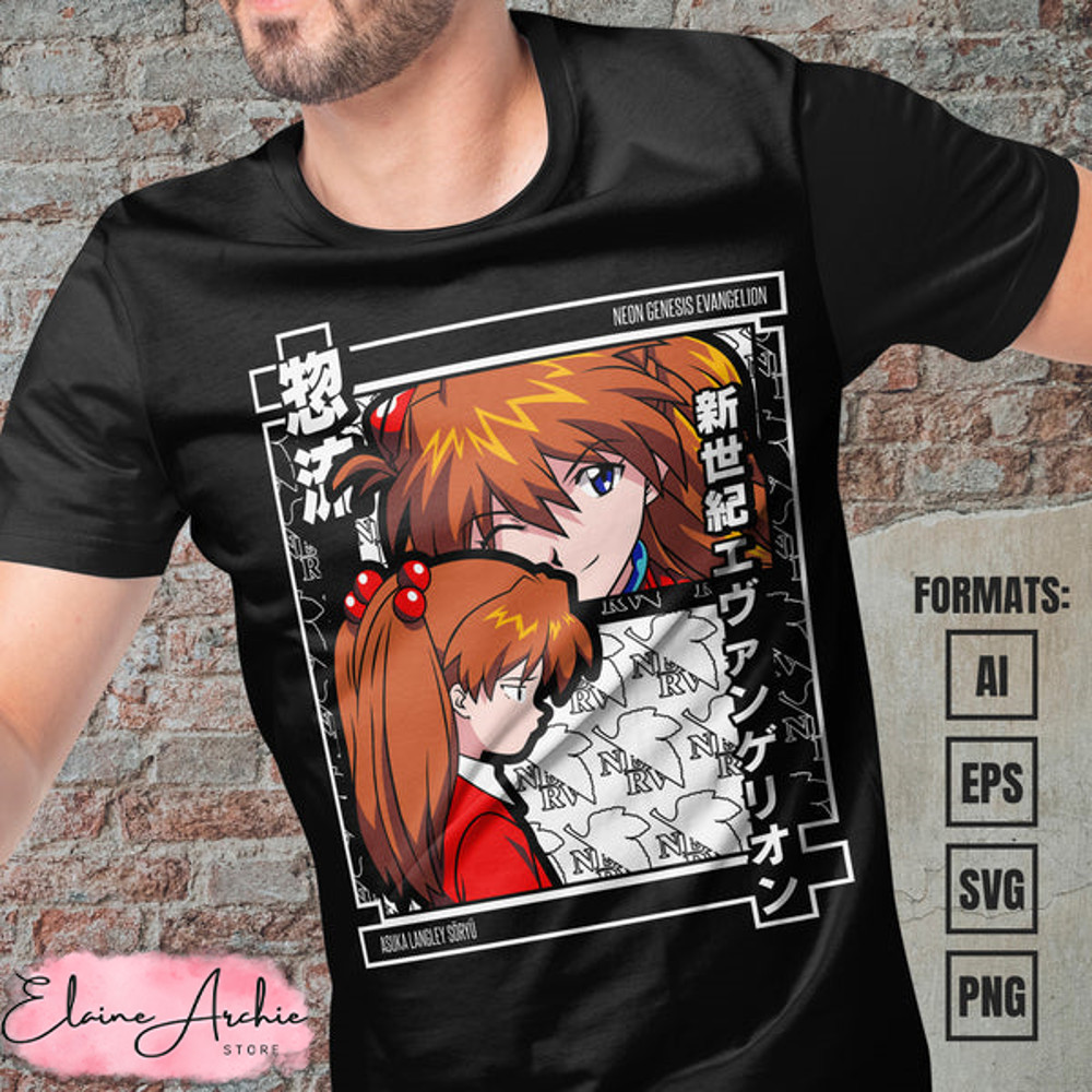 Premium Asuka Neon Genesis Evangelion Anime Vector T-shirt Design Template #2.jpg