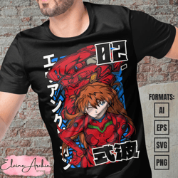 premium asuka neon genesis evangelion anime vector t-shirt design template