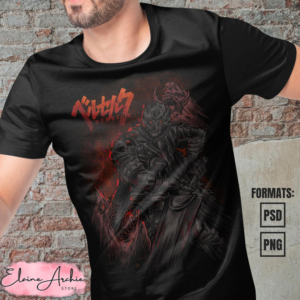Premium Berserk Anime Vector T-shirt Design Template #3.jpg