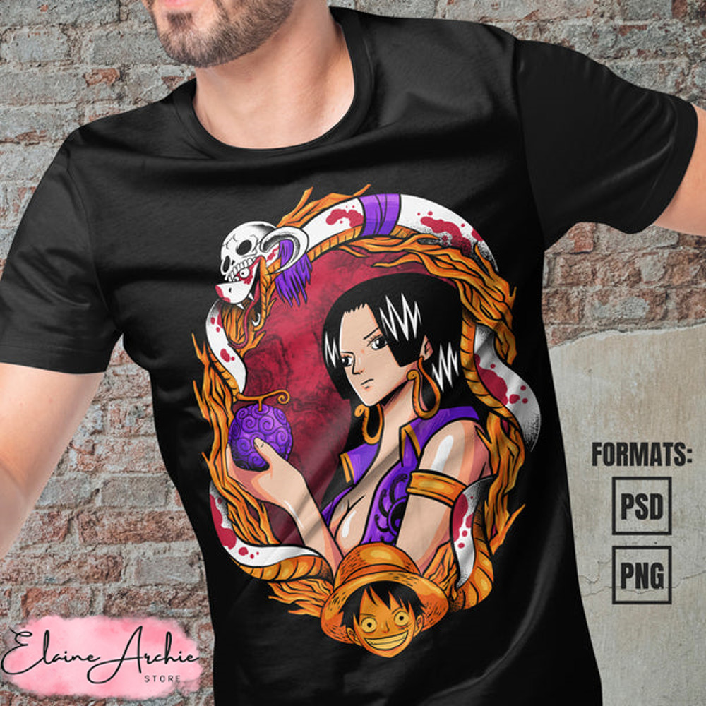 Premium Boa Hancock One Piece Anime Vector T-shirt Design Template #4.jpg
