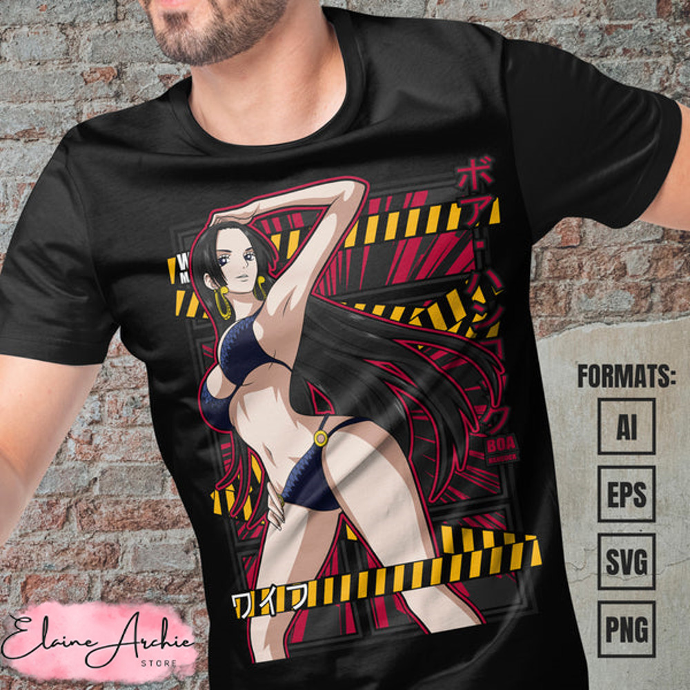 Premium Boa Hancock One Piece Anime Vector T-shirt Design Template #5.jpg