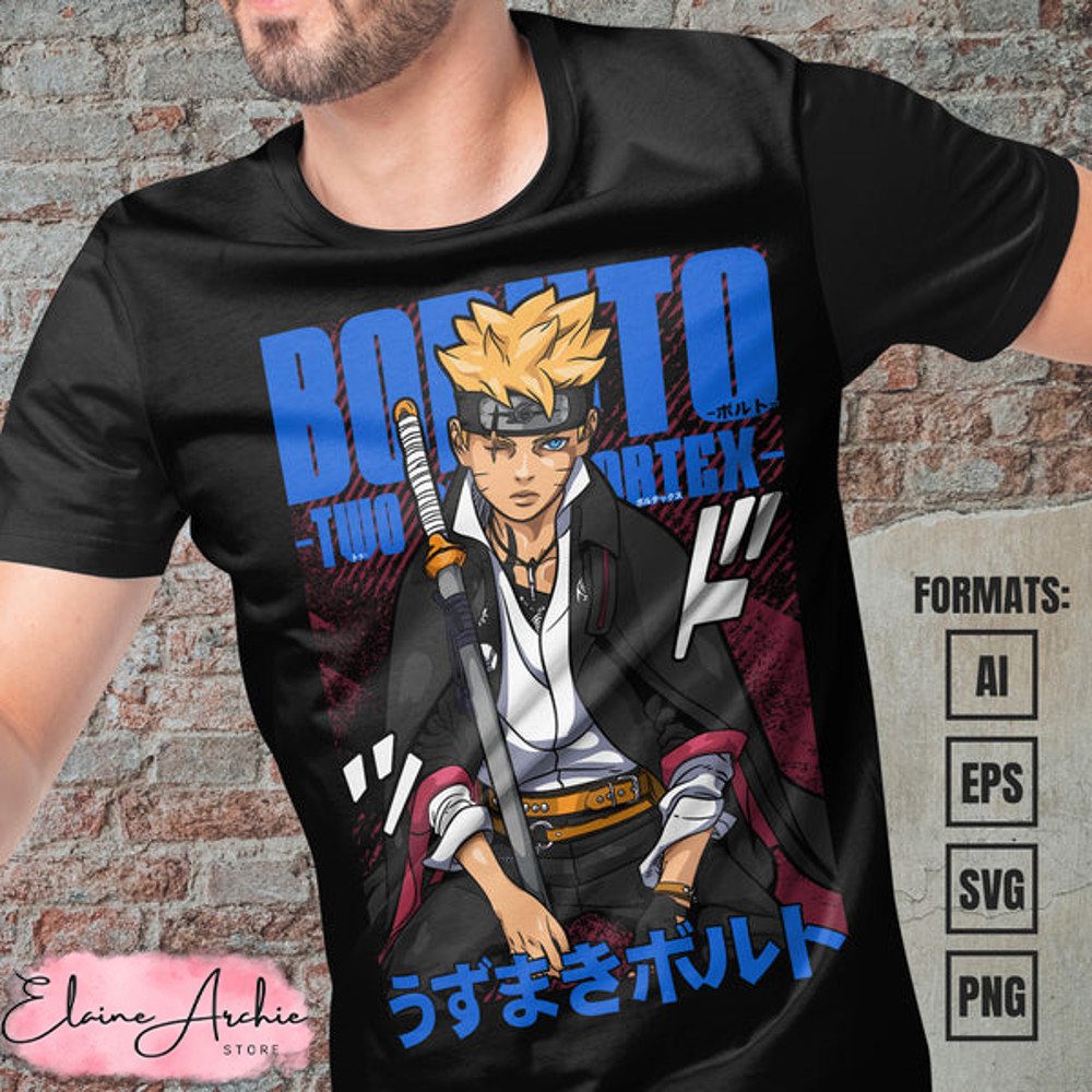 Premium Boruto Two Blue Vortex Anime Vector T-shirt Design Template.jpg
