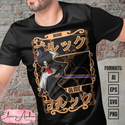 premium brook one piece anime vector t-shirt design template 2