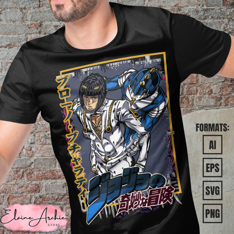 Premium Bruno Jojo's Bizarre Adventure Anime Vector T-shirt Design Template.jpg