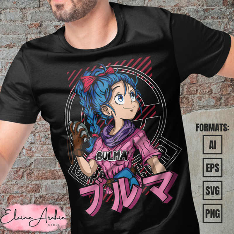 Premium Bulma Dragon Ball Anime Vector T-shirt Design Template.jpg