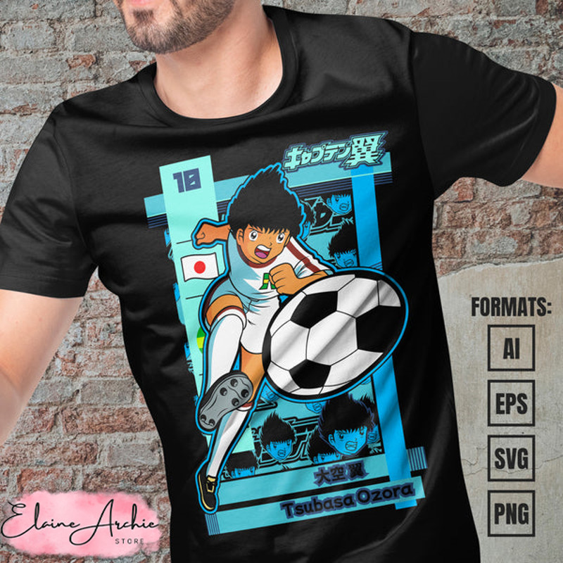 Premium Captain Tsubasa Anime Vector T-shirt Design Template #2.jpg