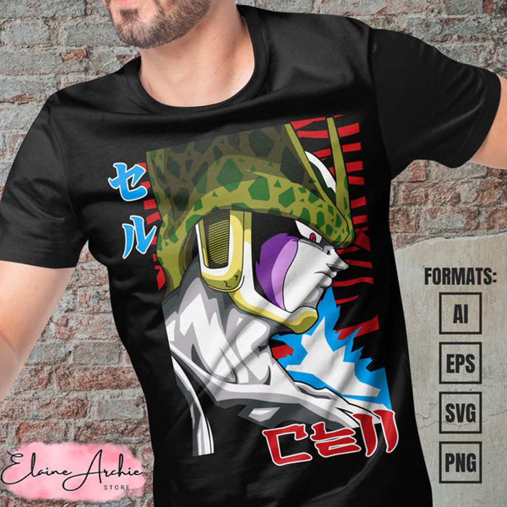 Premium Cell Dragon Ball Anime Vector T-shirt Design Template #2.jpg