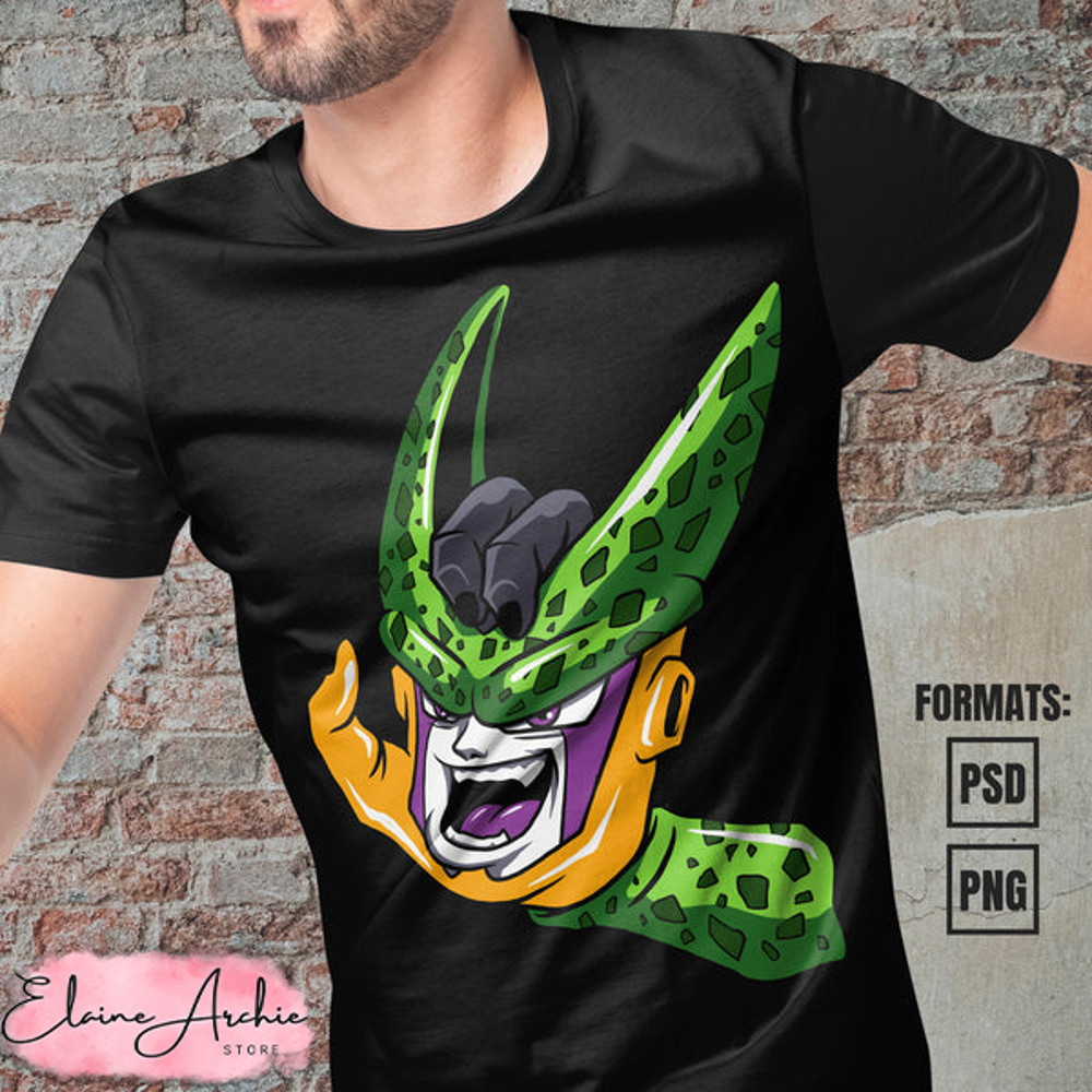 Premium Cell Dragon Ball Anime Vector T-shirt Design Template.jpg