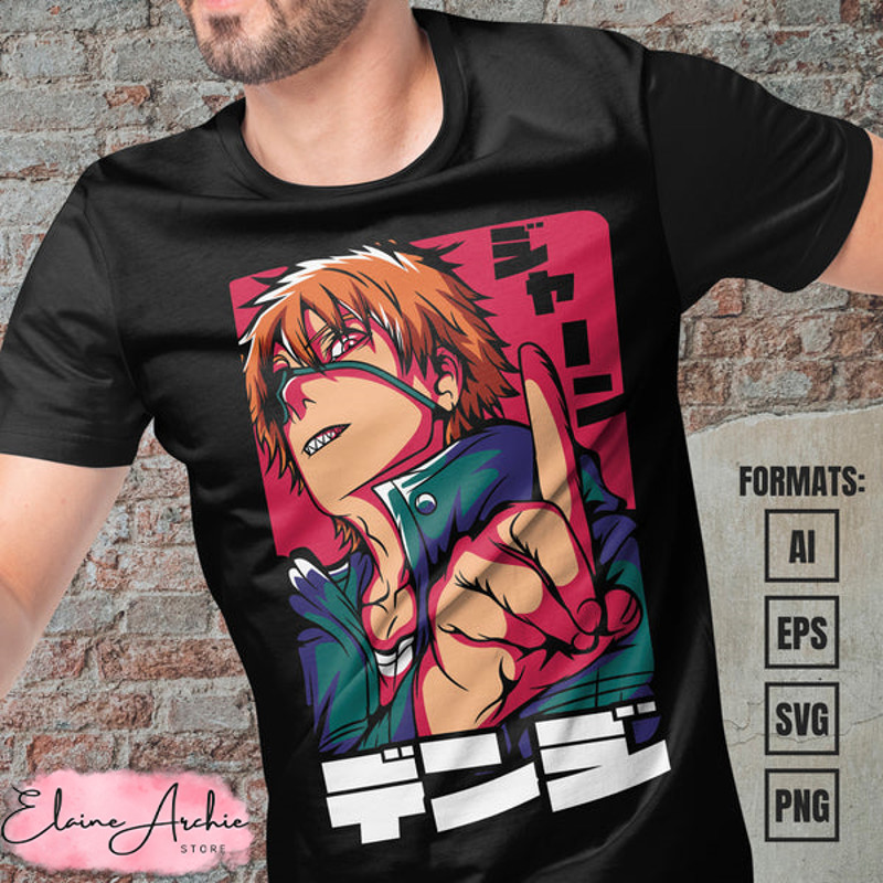 Premium Chainsaw Man Anime Vector T-shirt Design Template #22.jpg