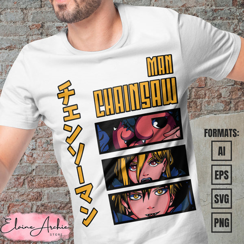 Premium Chainsaw Man Anime Vector T-shirt Design Template #28.jpg