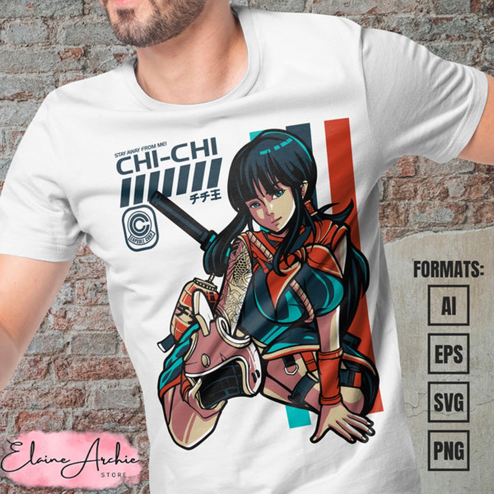 Premium Chi-Chi Dragon Ball Anime Vector T-shirt Design Template.jpg