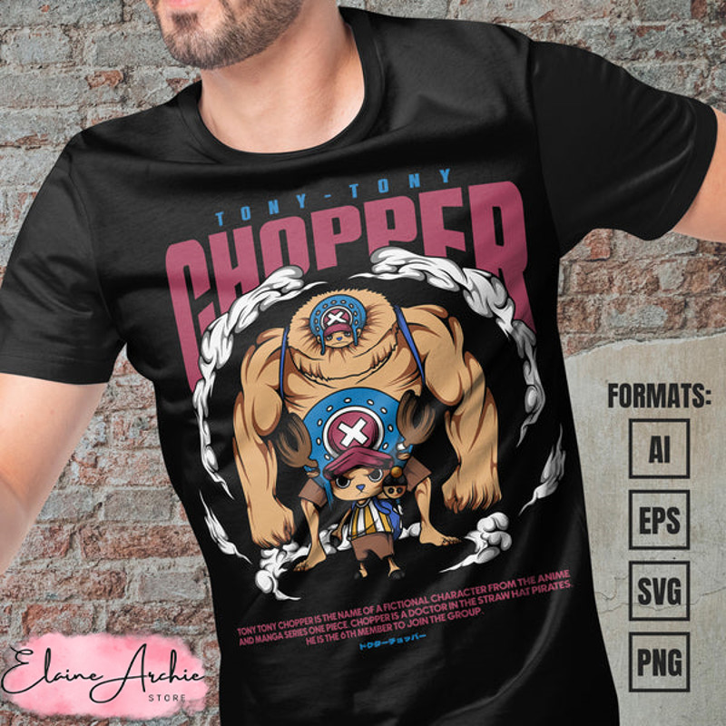 Premium Chopper One Piece Anime Vector T-shirt Design Template.jpg