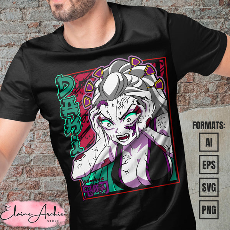 Premium Daki Demon Slayer Anime Vector T-shirt Design Template #2.jpg