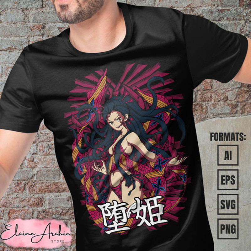 Premium Daki Demon Slayer Anime Vector T-shirt Design Template #3.jpg