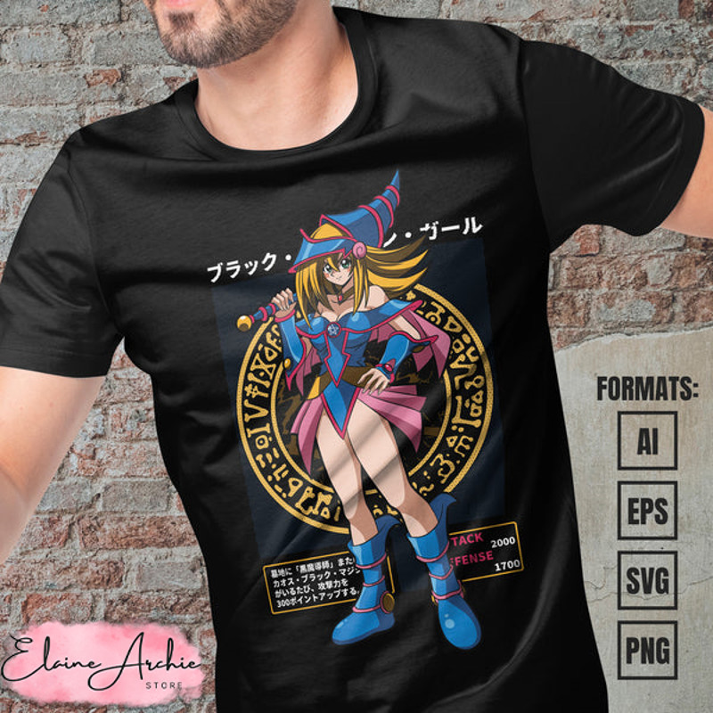 Premium Dark Magician Girl Yu Gi Oh Anime Vector T-shirt Design Template #3.jpg