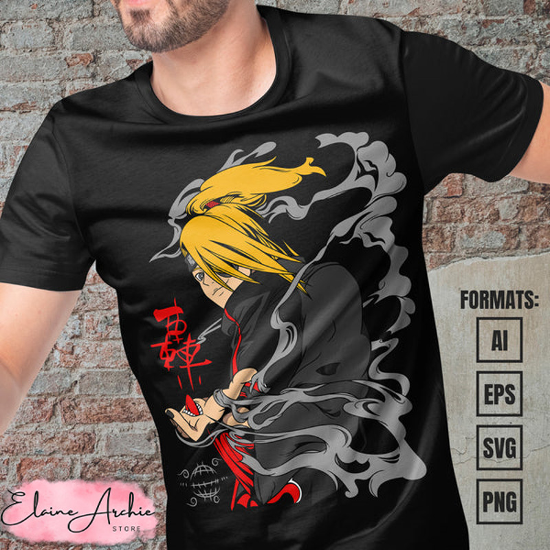 Premium Deidara Akatsuki Naruto Anime Vector T-shirt Design Template.jpg