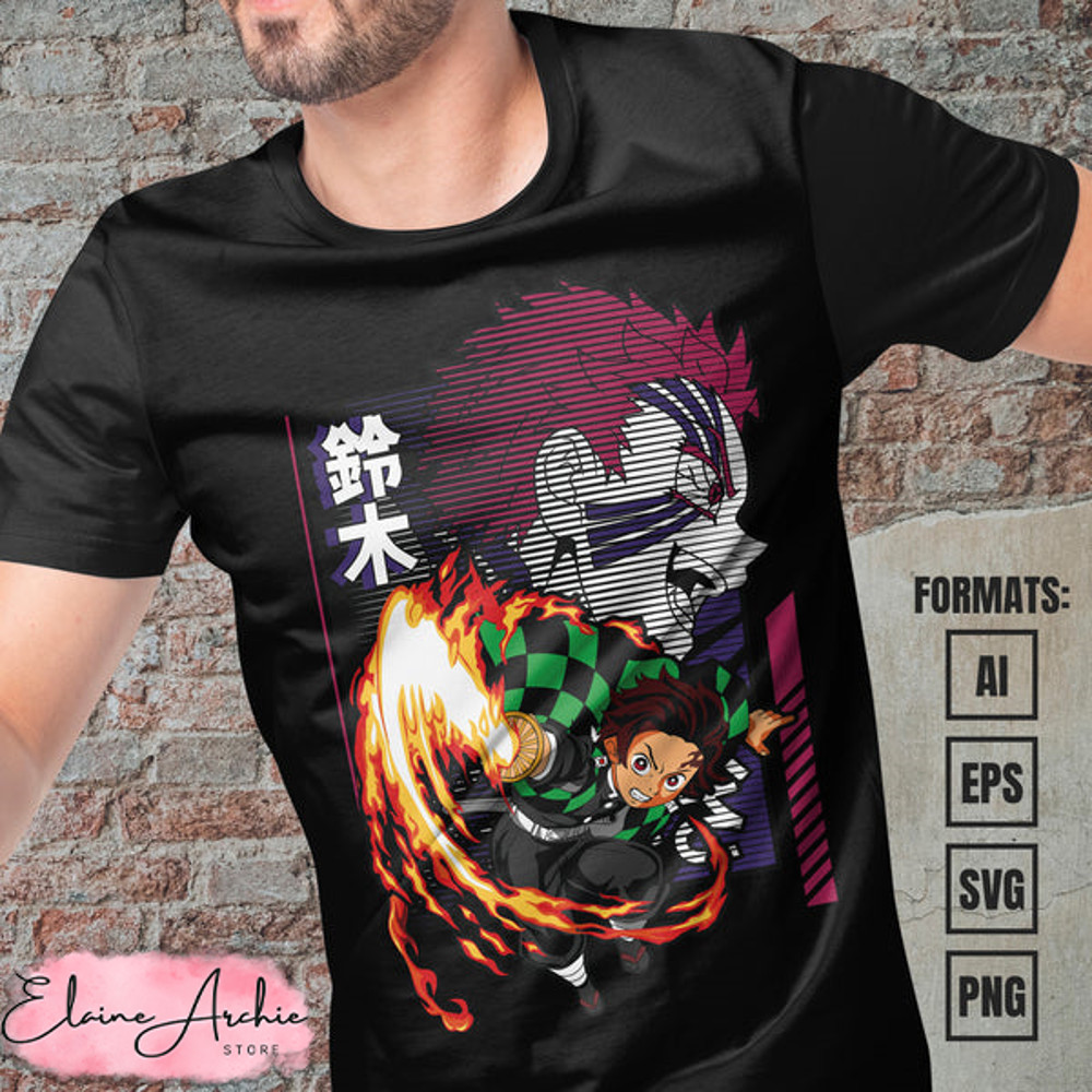 Premium Demon Slayer Anime Vector T-shirt Design Template #12.jpg