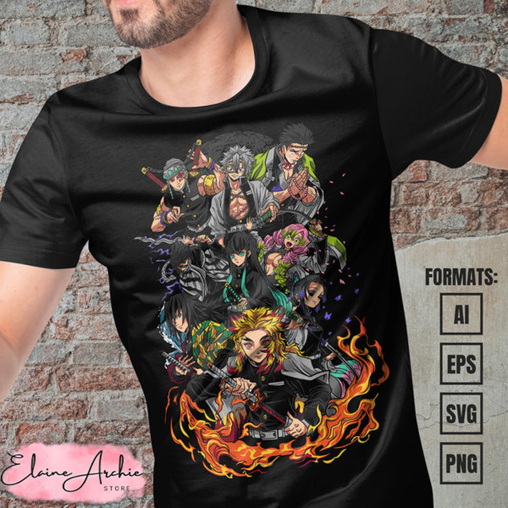 Premium Demon Slayer Anime Vector T-shirt Design Template #3.jpg