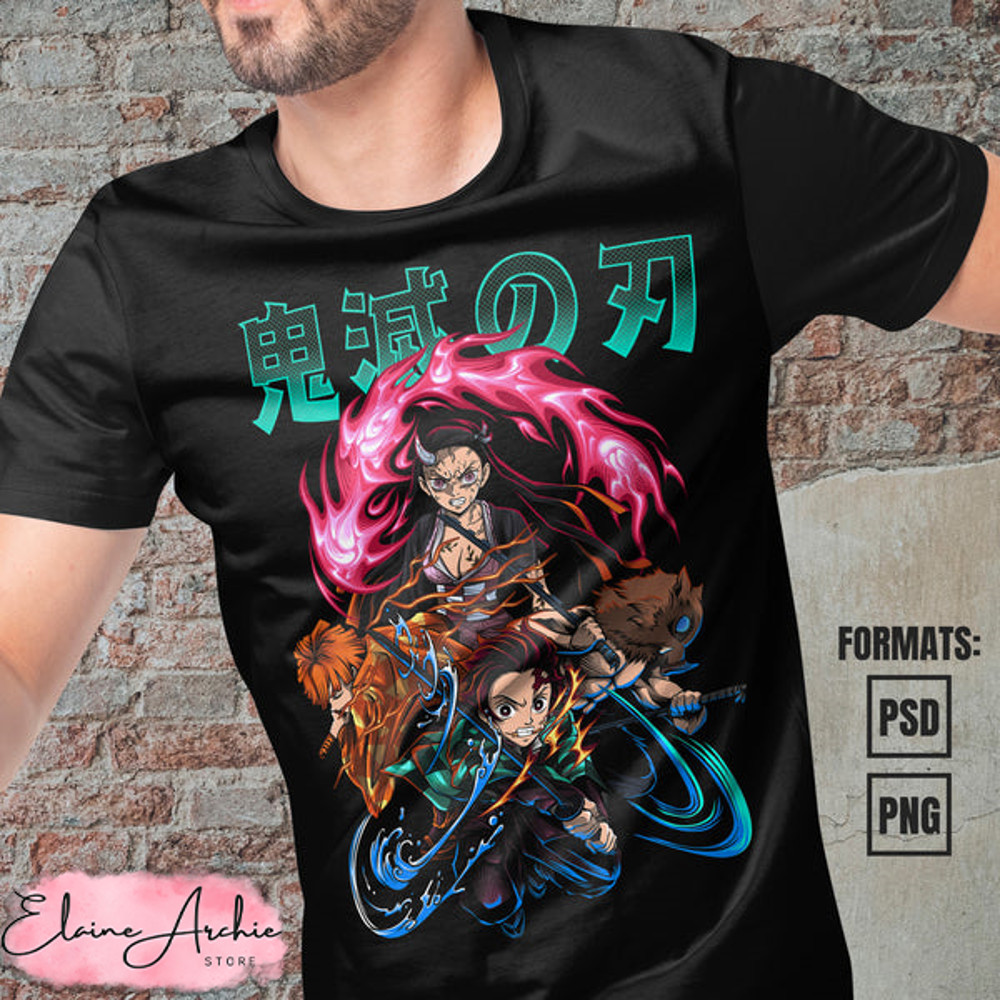 Premium Demon Slayer Anime Vector T-shirt Design Template #4.jpg