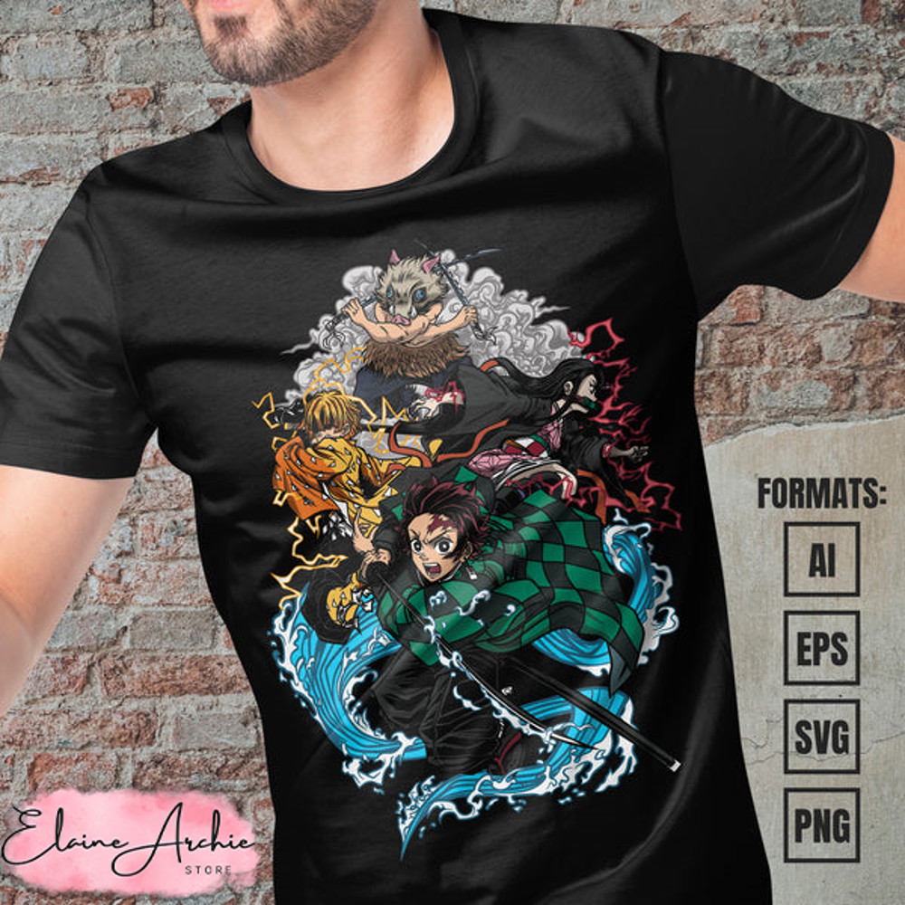Premium Demon Slayer Anime Vector T-shirt Design Template #5.jpg