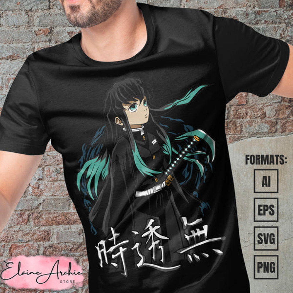 Premium Demon Slayer Anime Vector T-shirt Design Template #6.jpg