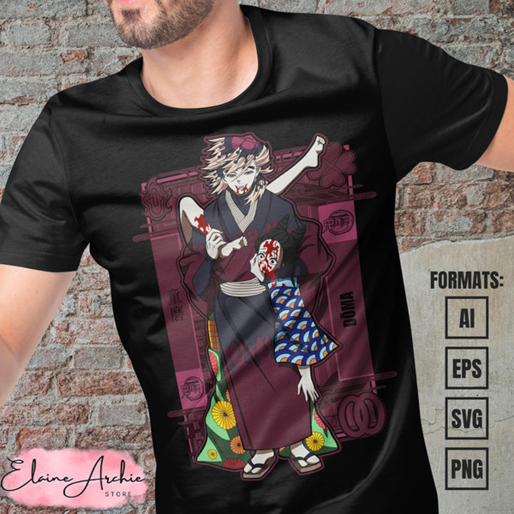 Premium Doma Demon Slayer Anime Vector T-shirt Design Template.jpg