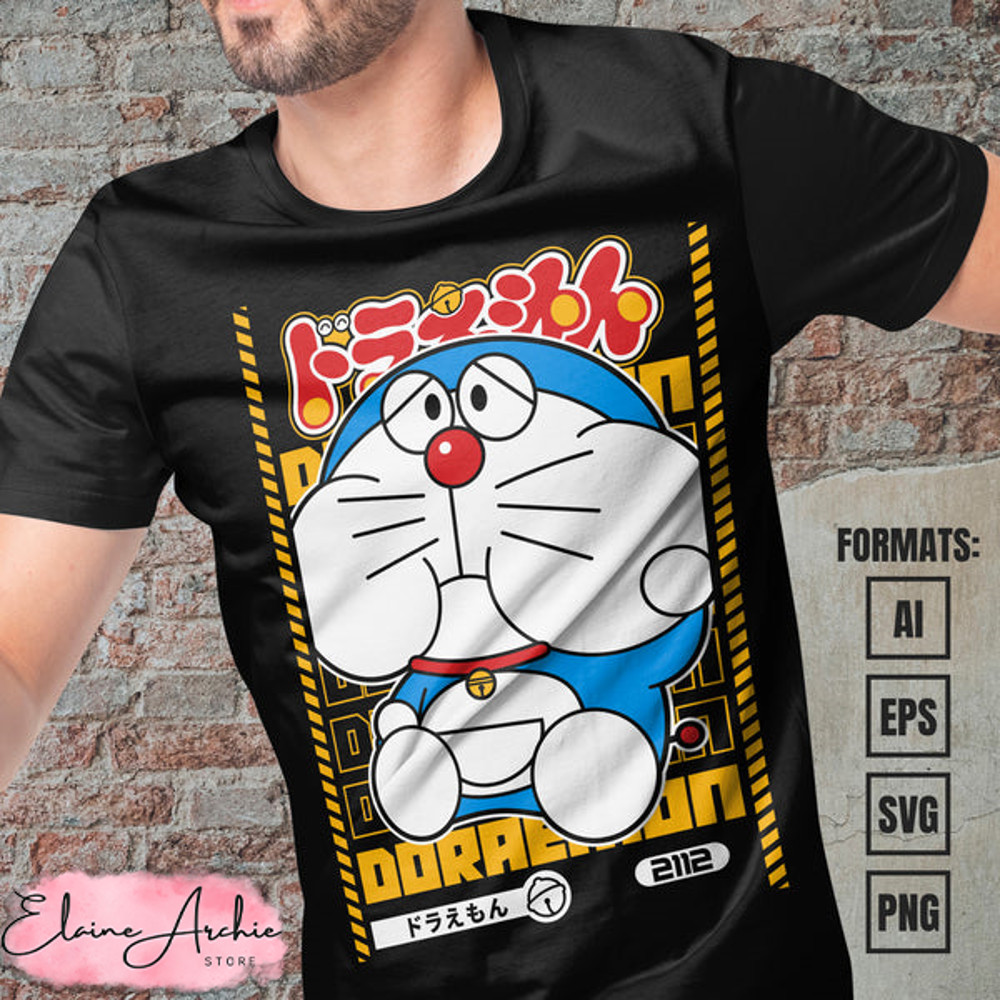 Premium Doraemon Anime Vector T-shirt Design Template.jpg