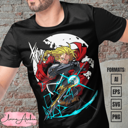 premium edward elric fullmetal alchemist anime vector t-shirt design template 2