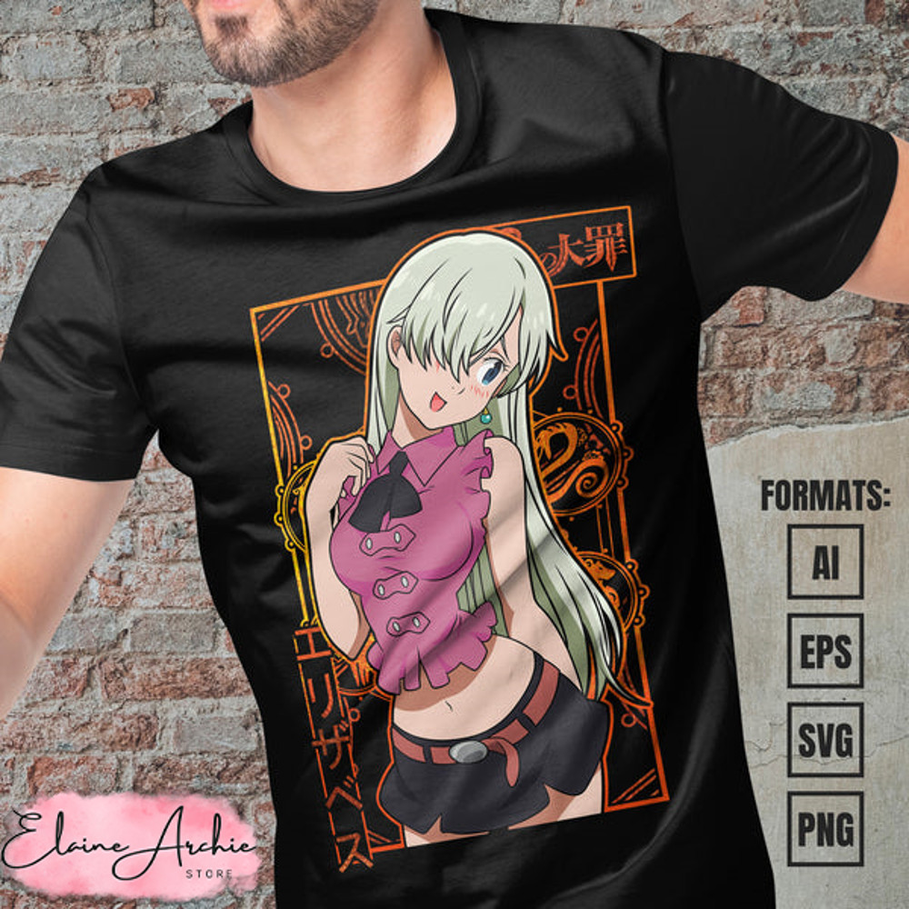 Premium Elizabeth The Seven Deadly Sins Anime Vector T-shirt Design Template #2.jpg