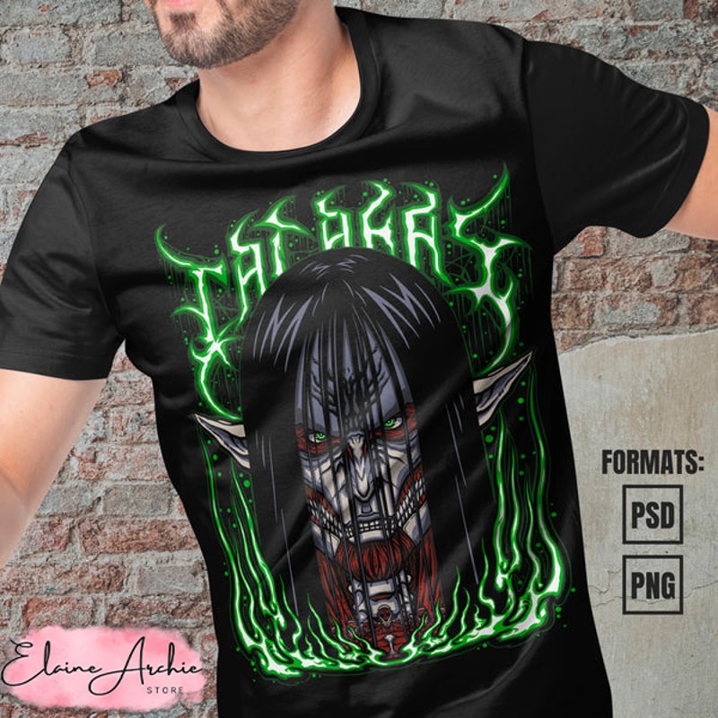 Premium Eren Founding Titan Attack on Titan Anime Vector T-shirt Design Template.jpg