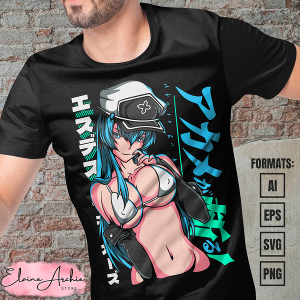 Premium Esdeath Akame Ga Kill Anime Vector T-shirt Design Template #2.jpg