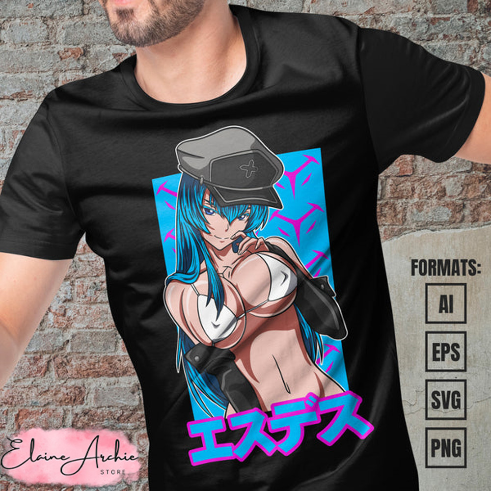 Premium Esdeath Akame Ga Kill Anime Vector T-shirt Design Template.jpg