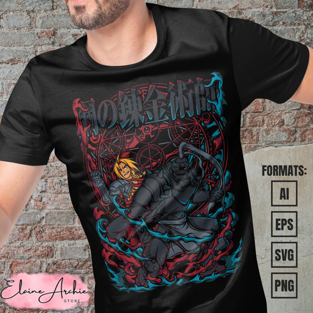 Premium Fullmetal Alchemist Anime Vector T-shirt Design Template #4.jpg