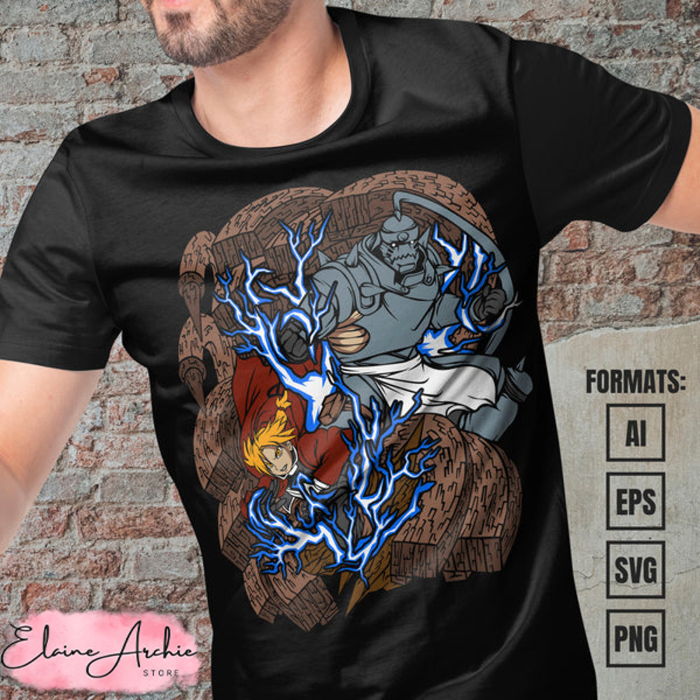 Premium Fullmetal Alchemist Anime Vector T-shirt Design Template.jpg