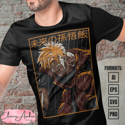 premium future gohan dragon ball z anime vector t-shirt design template