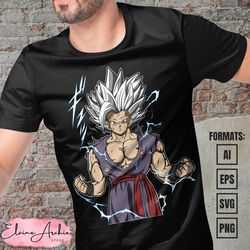 premium gohan beast dragon ball anime vector t-shirt design template