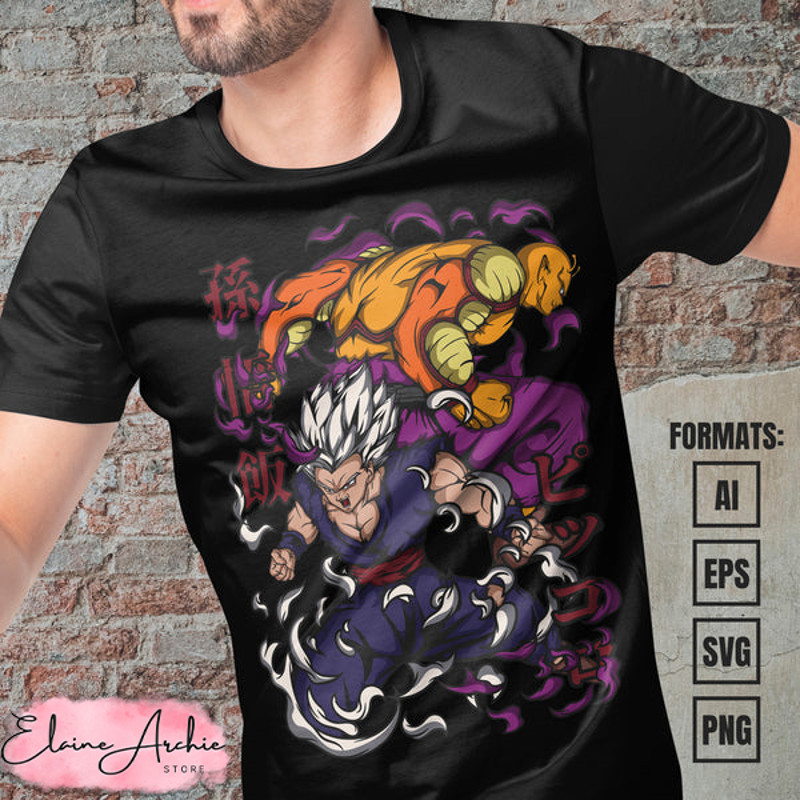 Premium Gohan Beast x Orange Piccolo Dragon Ball Super Anime Vector T-shirt Design Template.jpg
